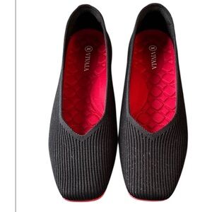 Vivaia Square Toe Black Flats Sz 40 9-9.5